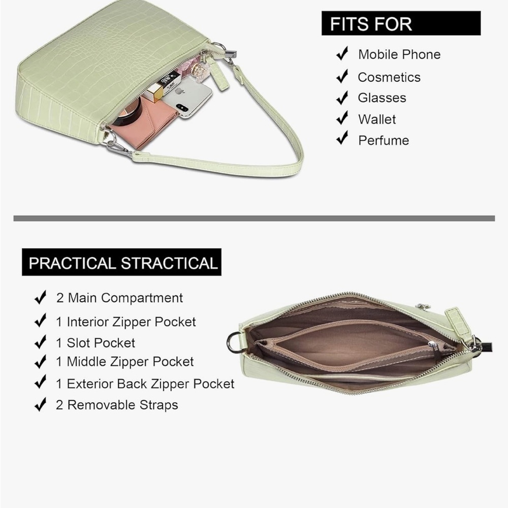 Light green croc Cross Body Clutch Purse - Picture 5 of 5